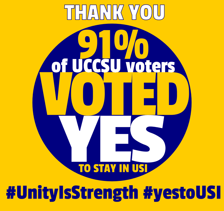 91% of UCC voters say YES to USI. 95% say YES to Marriage Equality.